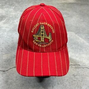 Golden Gate Bridge San Francisco VTG Hat Strapback Cap Red Striped